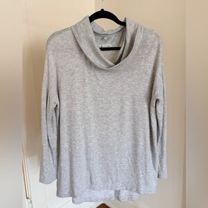 LOFT Light Gray Ribbed Cowl Neck Top